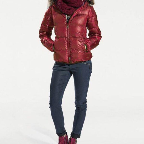 Heine Down jacket with faux fur, cherry red